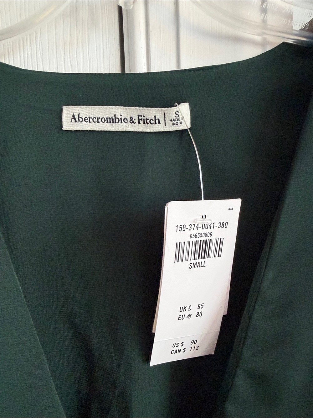 Abercrombie & Fitch Forest Green Wrap-Front Satin Mini Dress Size Small NWT - Picture 7 of 10